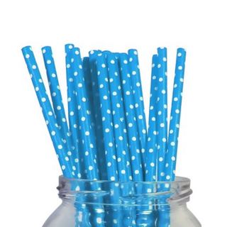 Paper Straw - Blue Polka Dot - 20pack