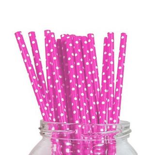 Paper Straw - Pink Polka Dot - 25 Pack
