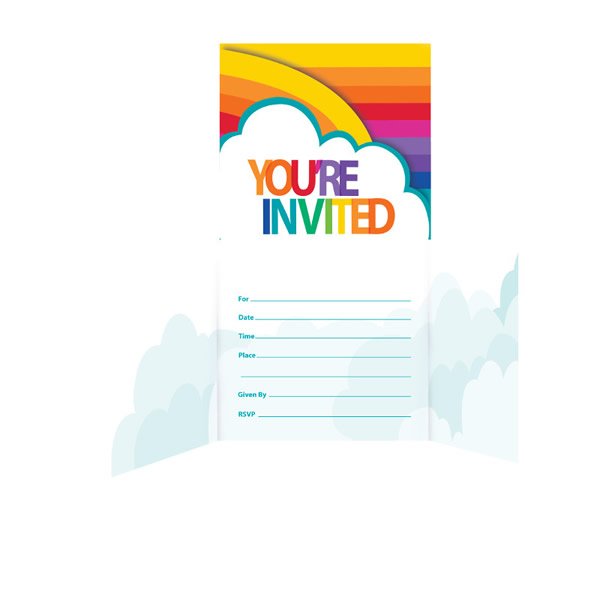 Rainbow Party Invitations - 8 Pack