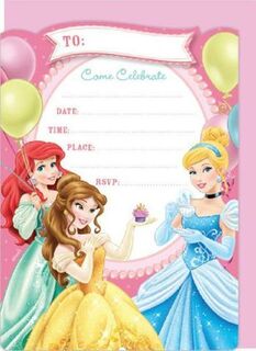 Disney Princess Party Invites - 16 Pack