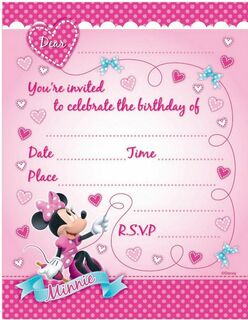 Minnie Mouse Invitations - 8 Pack