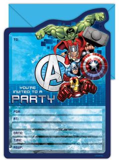 Avengers Party Invites - 16 Pack