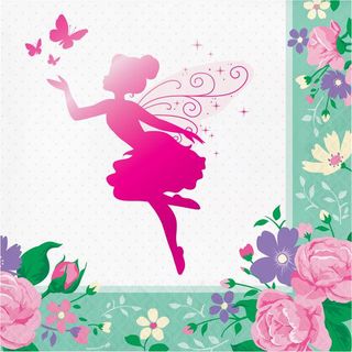 Floral Fairy Sparkle Lunch Napkins - 16 Pack