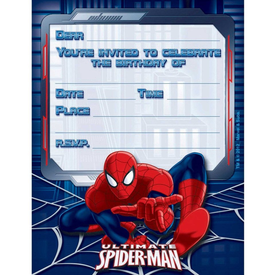Spider-Man Invitation - 8 Pack