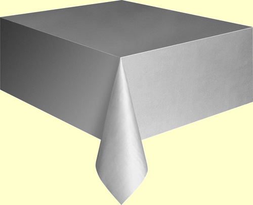 Silver Plastic Table Cover - Single