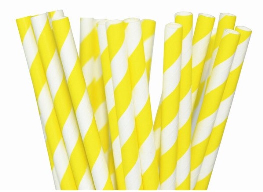 Yellow Striped Paper Straws - 25 Pack