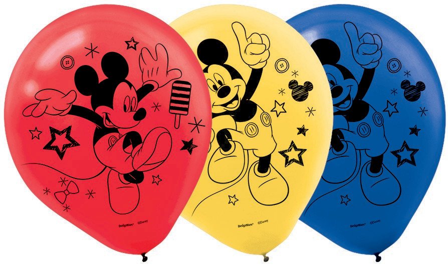 Mickey Mouse Latex Balloons - 6 Pack