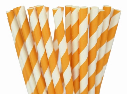 Paper Straw - Orange Striped - 25 Pack